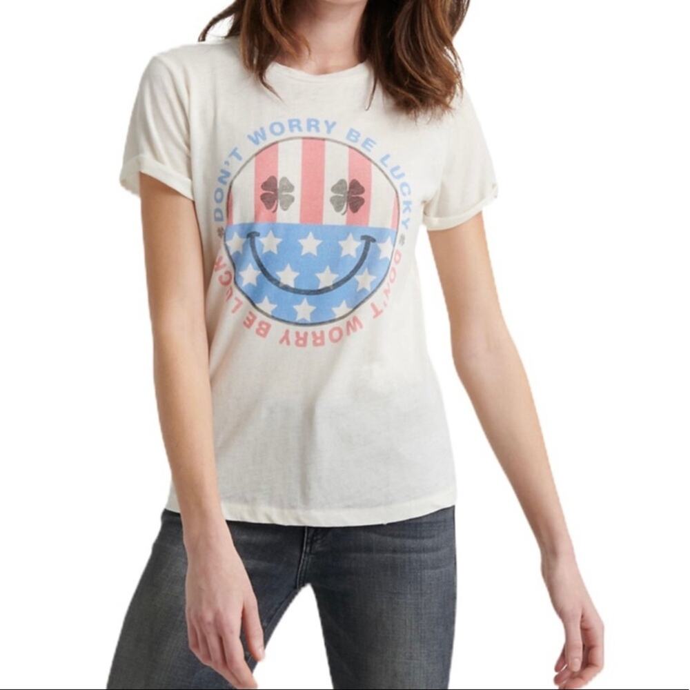 Lucky Brand Don’t Worry Be Lucky Happy Tee Medium NWT